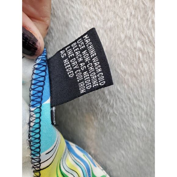 NY Collections A Line Skirts Women's Medium Blue Floral Print Cotton Side Zipper - Picture 4 of 4